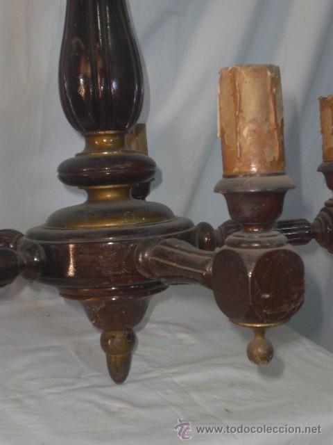 Antig&uuml;edades: BONITA L&Aacute;MPARA DE MADERA. - Foto 3