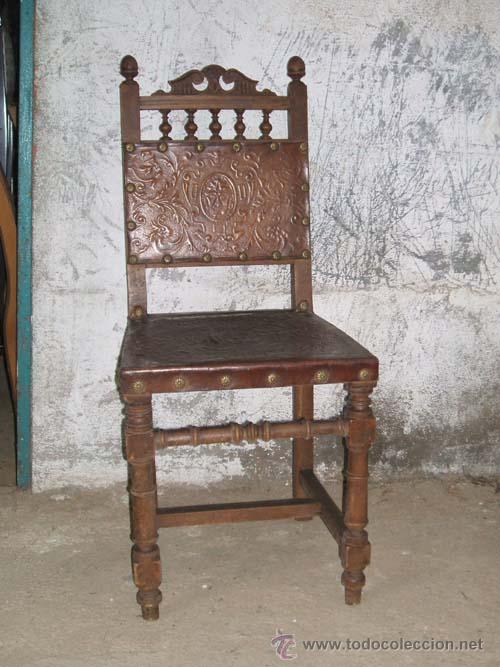 Soberano facultativo grosor pareja de sillas estilo castellano, con asiento - Acheter Chaises anciennes  sur todocoleccion