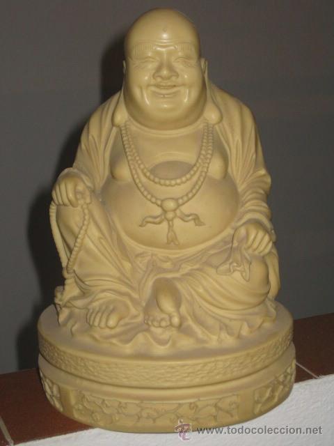 Antiguidades: BUDA EN MARMOLINA DE EXTRAORDINARIA FACTURA - A&Ntilde;OS 60-70