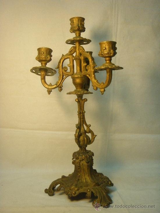 Antig&uuml;edades: CANDELABRO DE CALAMINA DE FINALES DEL XIX - Foto 1
