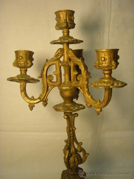 Antig&uuml;edades: CANDELABRO DE CALAMINA DE FINALES DEL XIX - Foto 5