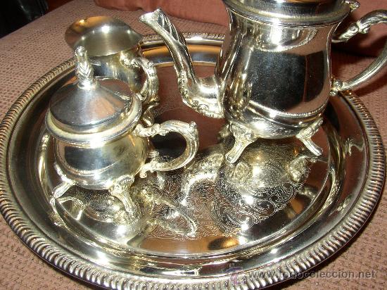 Antig&uuml;edades: JUEGO DE CAF&Eacute; EN METAL PLATEADO - Foto 1
