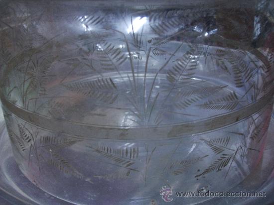 Antig&uuml;edades: antigua quesera de cristal tallada ala rueda - Foto 3