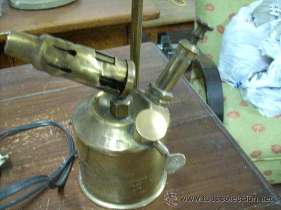 Antig&uuml;edades: ANTIGUO SOPLETE ADAPTADO COMO LAMPARA - Foto 5