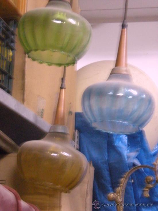 Antig&uuml;edades: LAMPARA 3 GLOBOS COLORES - Foto 2