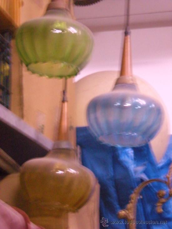 Antig&uuml;edades: LAMPARA 3 GLOBOS COLORES - Foto 3