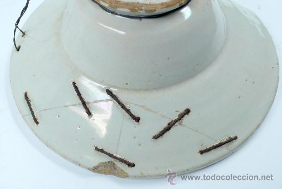 Antig&uuml;edades: Bacina de barbero de manises, la&ntilde;ada. 26 cm di&aacute;metro, - Foto 3