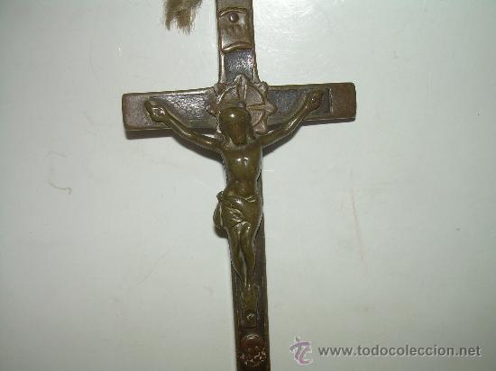 Antig&uuml;edades: ANTIGUA CRUZ DE BRONCE Y EBANO. - Foto 4