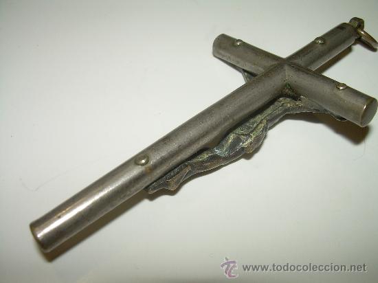 Antig&uuml;edades: ANTIGUA CRUZ DE BRONCE CROMADO. - Foto 3