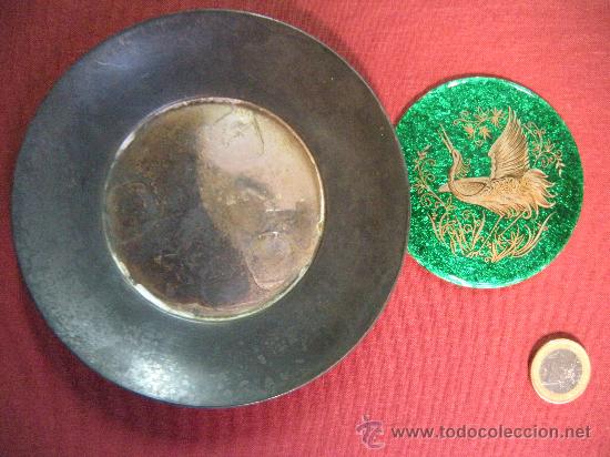 Antig&uuml;edades: BONITO PLATO DE PLATA CON PLAF&Oacute;N EN ESMALTE CON AVE - Foto 4