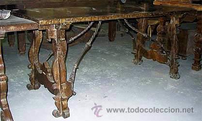 catalogar en casa localizar mesa de doble pata de lira antigua, de madera d - Compra venta en  todocoleccion
