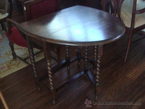 Antig&uuml;edades: MESA ANTIGUA DE ALAS EN MADERA DE ROBLE - RESTAURADA - Foto 3