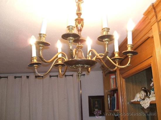 Antig&uuml;edades: Lampara estilo imperio en bronce dorado y pavonado. - Foto 3