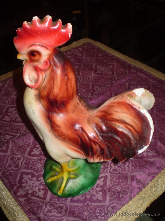 Antig&uuml;edades: GALLO DE YESO VIDRIADO - Foto 1