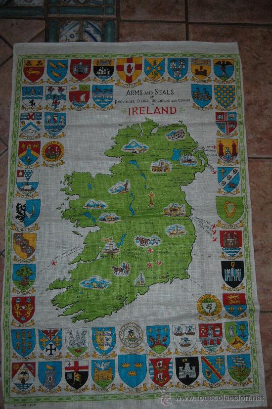 Antiques: TELAR PA&Ntilde;O DE IRLANDA ESCUDOS DE PROVICIAS