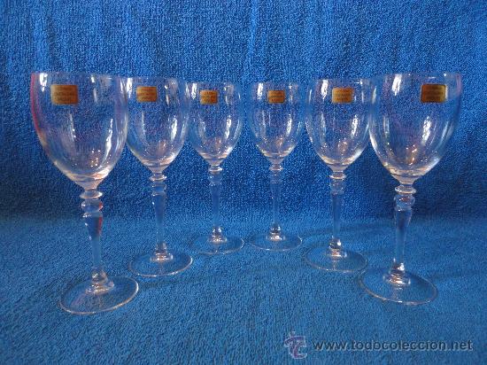 Antig&uuml;edades: 6 COPAS DE AGUA DE CRISTAL D'ARQUES. FRANCIA. SIN ESTRENAR