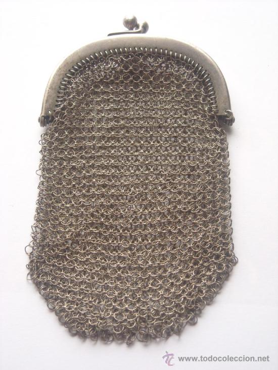 Antig&uuml;edades: Bolso monedero plata de malla con dos compartimentos - Foto 3