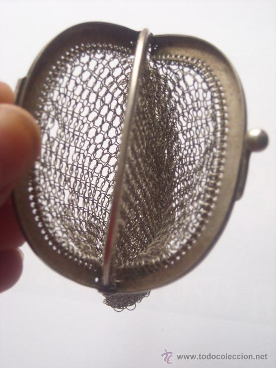 Antig&uuml;edades: Bolso monedero plata de malla con dos compartimentos - Foto 2