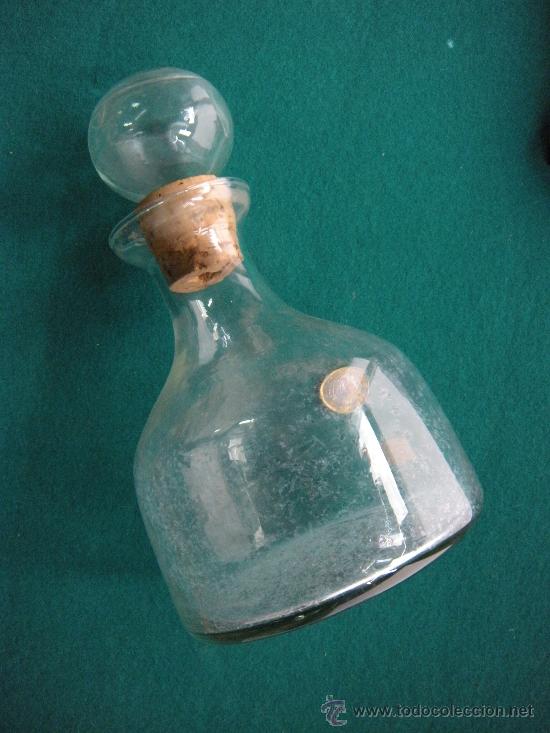Antig&uuml;edades: RARA BOTELLA DE CRITAL CON TAP&Oacute;N - Foto 2