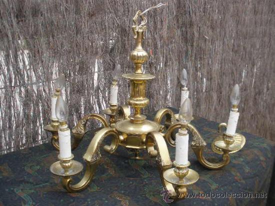 Antig&uuml;edades: PRECIOSA LAMPARA DE BRONCE.SEIS BRAZOS. - Foto 1