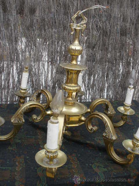 Antig&uuml;edades: PRECIOSA LAMPARA DE BRONCE.SEIS BRAZOS. - Foto 2