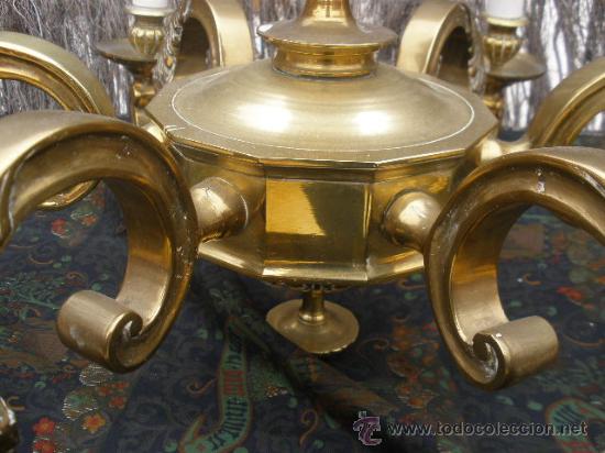 Antig&uuml;edades: PRECIOSA LAMPARA DE BRONCE.SEIS BRAZOS. - Foto 3