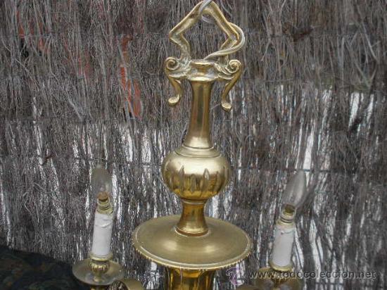Antig&uuml;edades: PRECIOSA LAMPARA DE BRONCE.SEIS BRAZOS. - Foto 4
