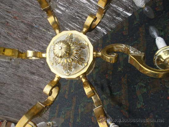 Antig&uuml;edades: PRECIOSA LAMPARA DE BRONCE.SEIS BRAZOS. - Foto 11