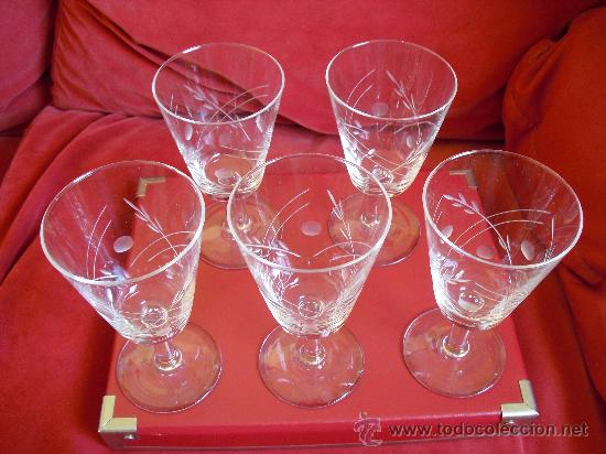 Antig&uuml;edades: 5 copas antiguas de cristal tallado. - Foto 2