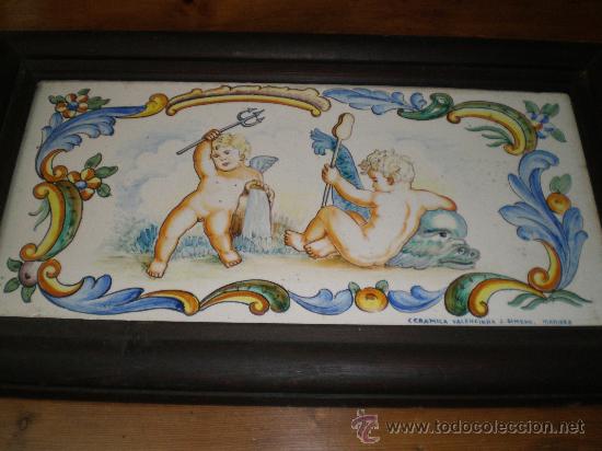 Antig&uuml;edades: azulejo de manises enmarcado - Foto 1