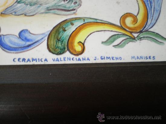 Antig&uuml;edades: azulejo de manises enmarcado - Foto 2