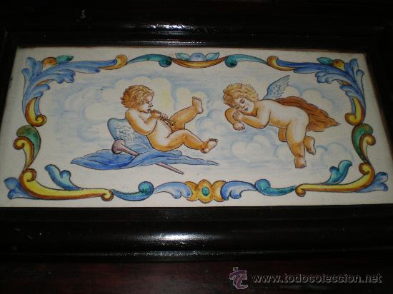 Antig&uuml;edades: azulejo de manises enmarcado - Foto 1