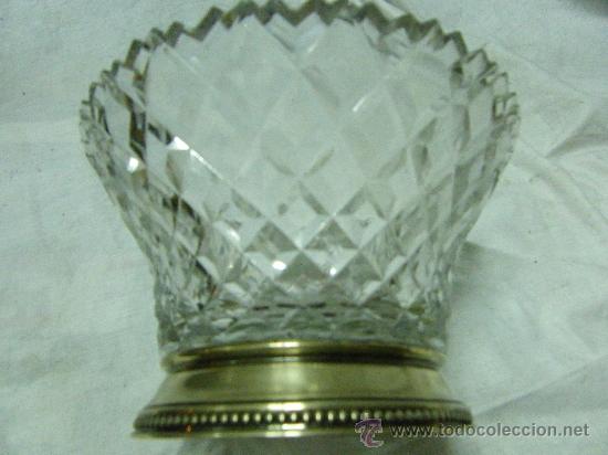 Antig&uuml;edades: FRUTERO CRISTAL TALLADO, BASE DE PLATA