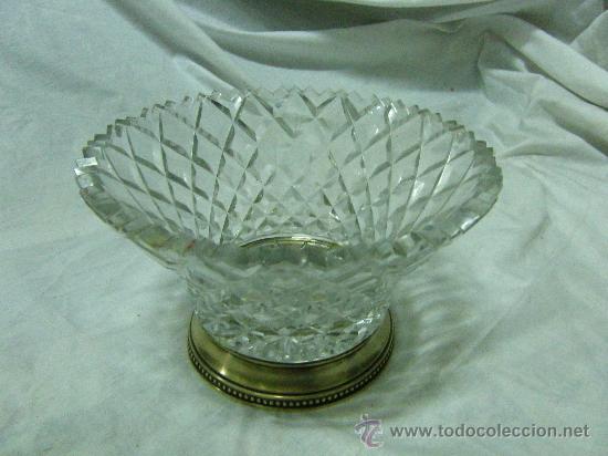 Antig&uuml;edades: FRUTERO CRISTAL TALLADO, BASE DE PLATA - Foto 3