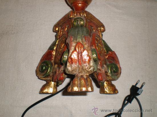 Antig&uuml;edades: candelabro de madera tallado y plicromado - Foto 2