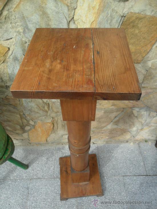 Antig&uuml;edades: COLUMNA O MACETERO DE MADERA MACIZA ANTIGUO - Foto 5
