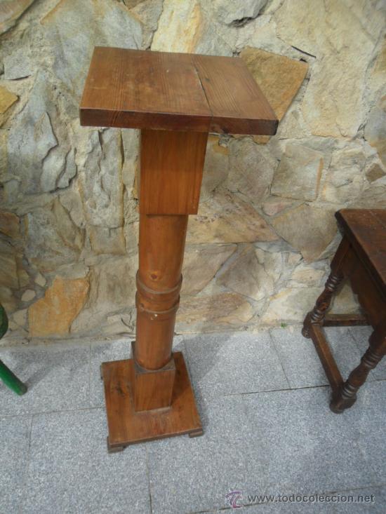 Antig&uuml;edades: COLUMNA O MACETERO DE MADERA MACIZA ANTIGUO - Foto 6