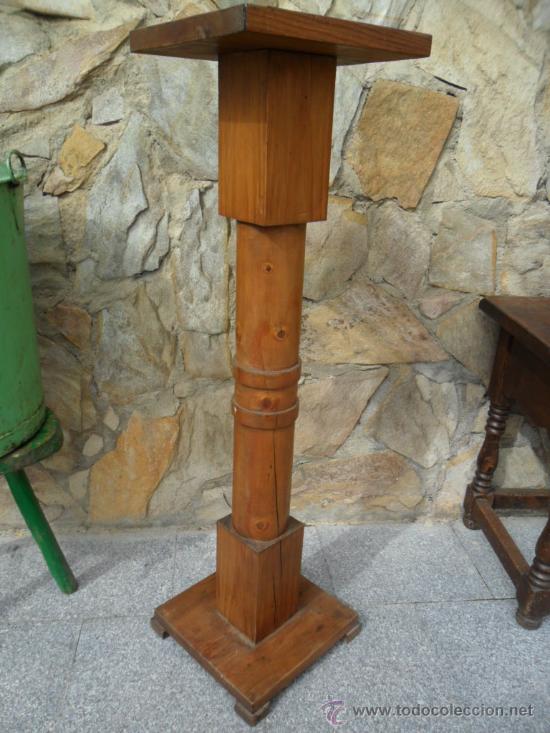 Antig&uuml;edades: COLUMNA O MACETERO DE MADERA MACIZA ANTIGUO - Foto 7