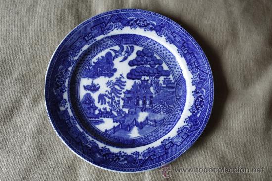 Antig&uuml;edades: PLATO AZUL. MARCA INCISA EN BASE. 25 CMS. DE DI&Aacute;METRO.
