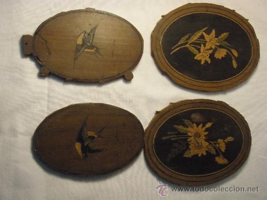 Antig&uuml;edades: PLACAS DE MADERA TARACEADAS DEL XIX - Foto 1