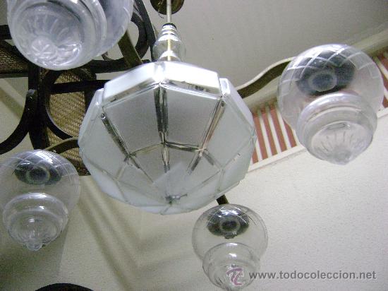 Antig&uuml;edades: LAMPARA EN CRISTAL Y METAL DE CINCO GLOBOS - Foto 5