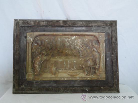 Antig&uuml;edades: CUADRO SANTA CENA DE ESTUCO. - Foto 1