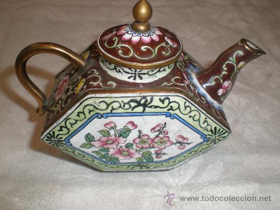 Antig&uuml;edades: tetera en esmalte cloisonne - Foto 1