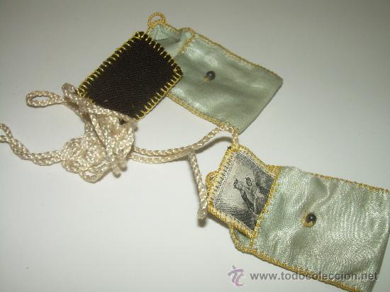 Antig&uuml;edades: ANTIGUO ESCAPULARIO DE TELA CON FUNDAS DE SEDA. - Foto 1