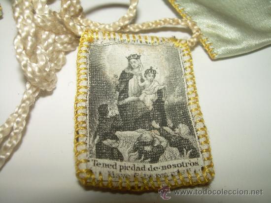 Antig&uuml;edades: ANTIGUO ESCAPULARIO DE TELA CON FUNDAS DE SEDA. - Foto 3