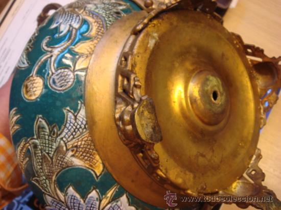 Antig&uuml;edades: ANTIGUO JARR&Oacute;N DE PORCELANA Y BRONCE - Foto 4