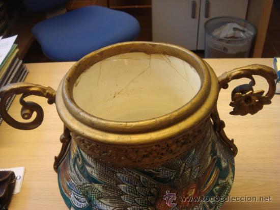 Antig&uuml;edades: ANTIGUO JARR&Oacute;N DE PORCELANA Y BRONCE - Foto 2