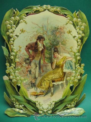 Antiques: PRECIOSO Y ANTIGUO FRONTAL DE ALMANAQUE, CARTON EN RELIEVE LITOGRAFIADO. FF.SG.XIX. IDEAL ENMARCAR