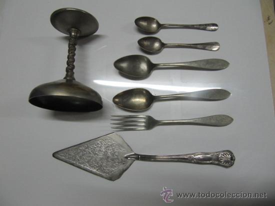 Antig&uuml;edades: Cubiertos y copa de plata antiguo - Foto 1