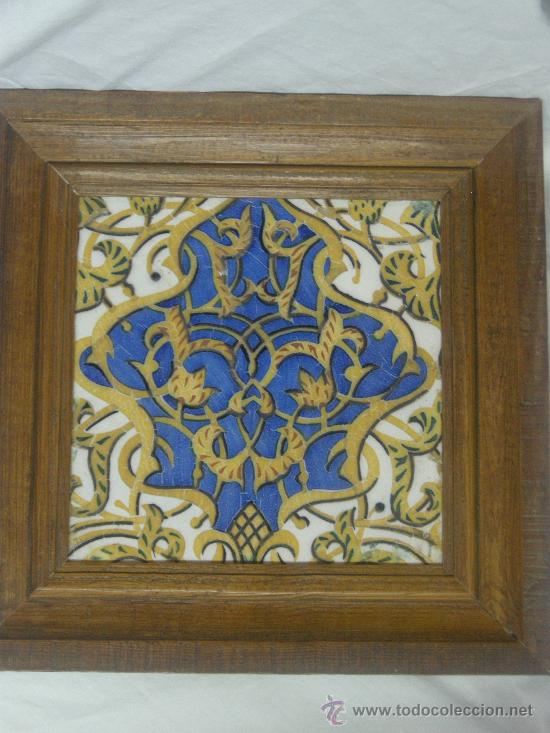 Antig&uuml;edades: AZULEJO ENMARCADO. FINALES S. XIX. - Foto 1